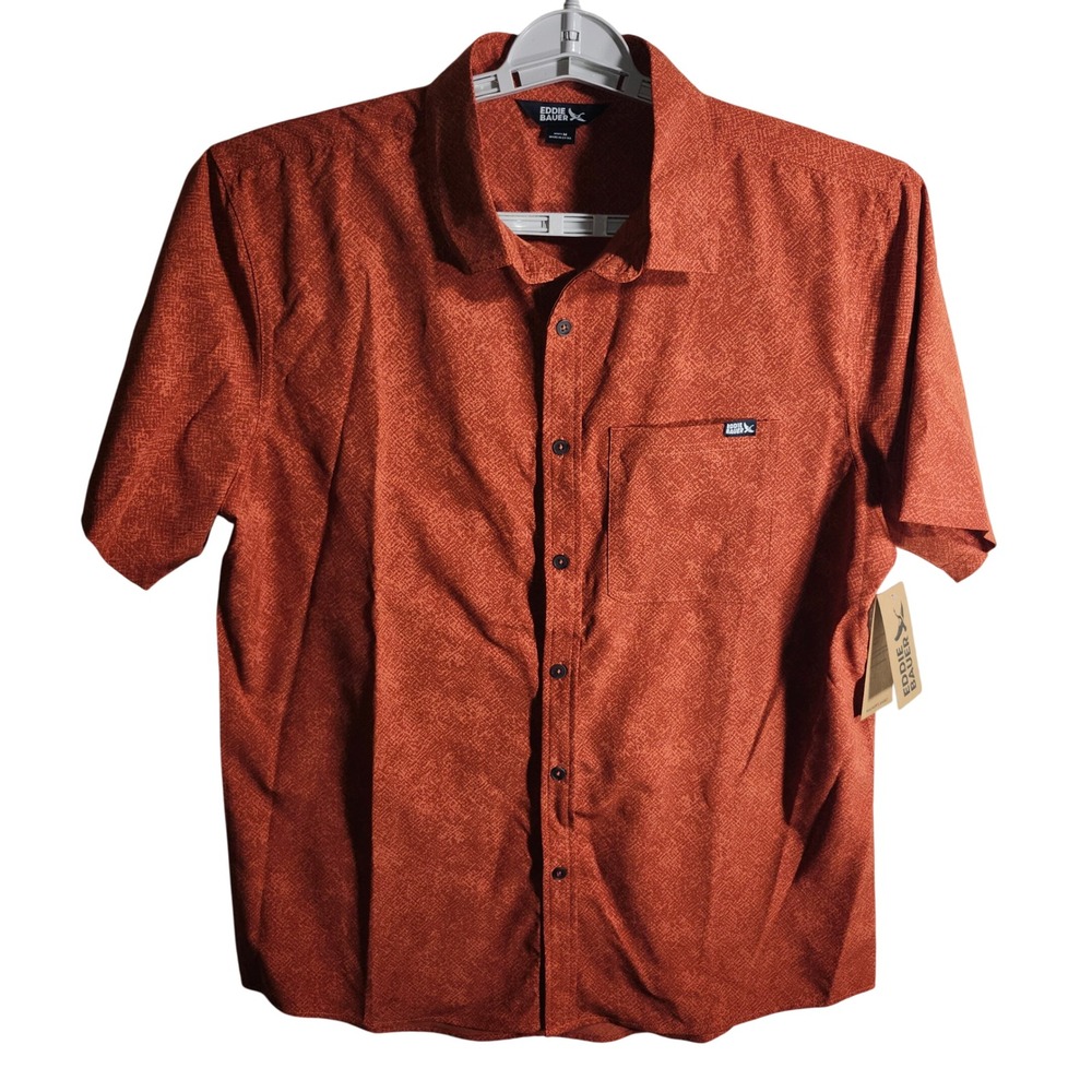 Eddie Bauer Mens M‎ Button Down Short Sleeve Casual Shirt Arabian Spice